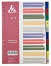 Разделитель индексный Бюрократ ID125 A4 пластик 1-10 с бумажным оглавлением цветные разделы