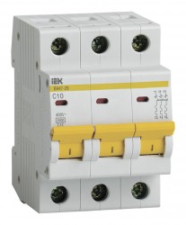 Выключатель автоматический IEK ВА47-29 MVA20-3-010-C 10A тип C 4.5kA 3П 400В 3мод белый