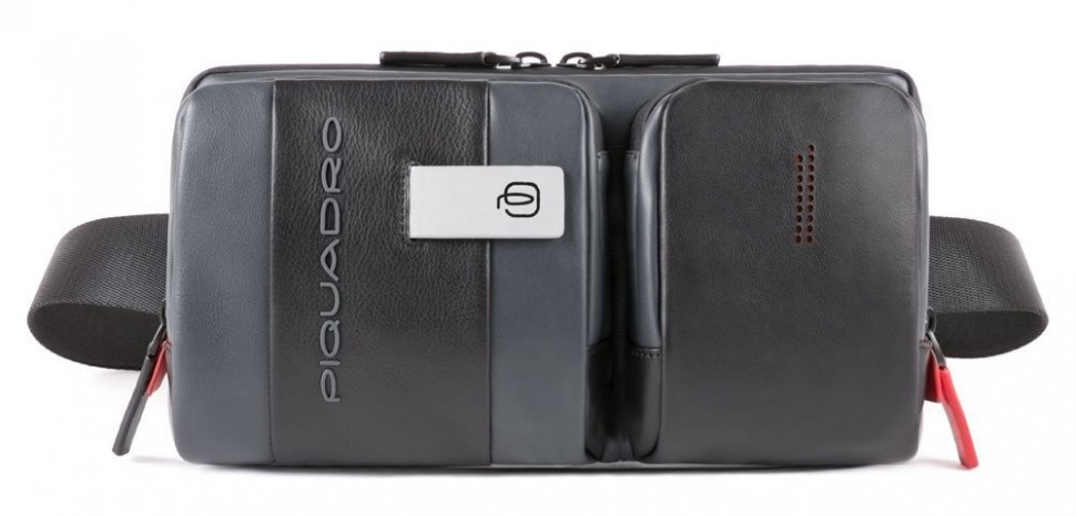 Сумка на пояс мужская Piquadro Urban CA4975UB00/GRN серый/черный натур.кожа