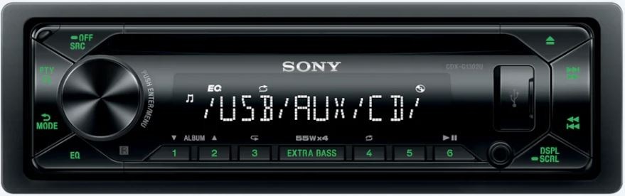 Автомагнитола CD Sony CDX-G1302U 1DIN 4x55Вт