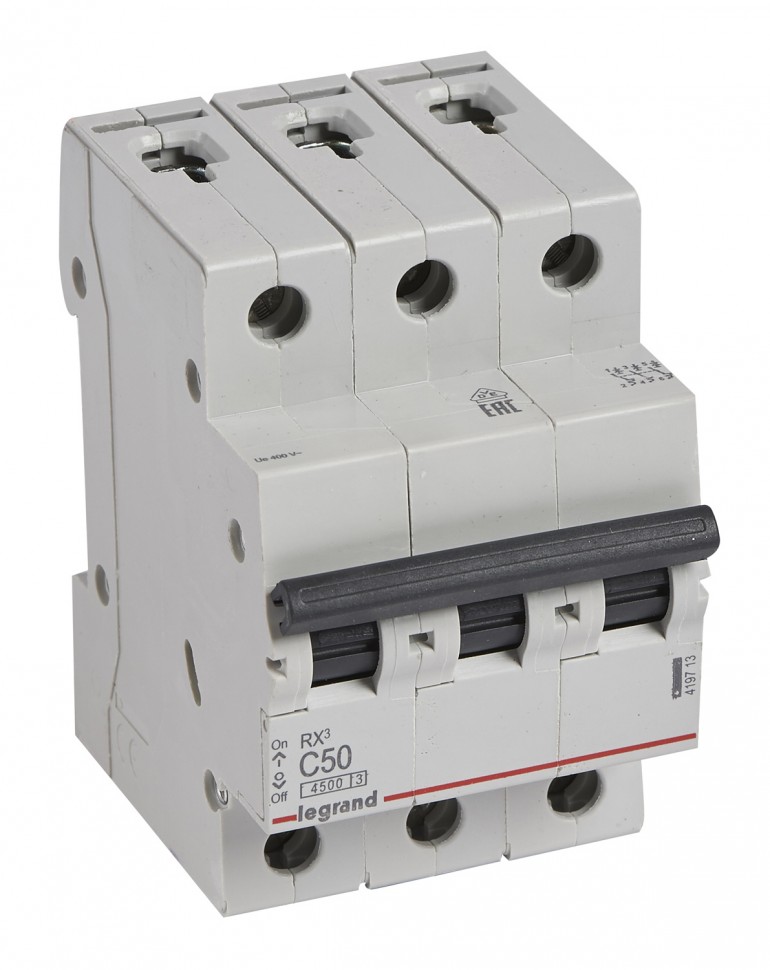 Выключатель автоматический Legrand RX3 419713 50A тип C 4.5kA 3П 400В 3мод