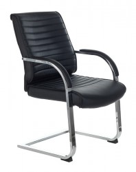 Кресло Бюрократ T-8010N-LOW-V черный Leather Black искусственная кожа низк.спин. полозья металл хром