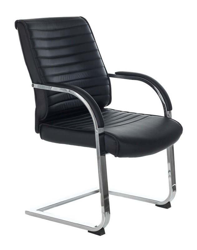 Кресло Бюрократ T-8010N-LOW-V черный Leather Black искусственная кожа низк.спин. полозья металл хром