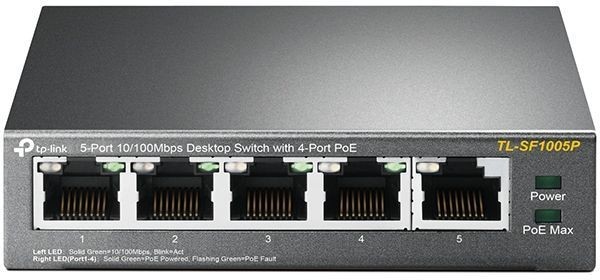 Коммутатор TP-Link TL-SF1005P 5x100Mb 4PoE 58W неуправляемый