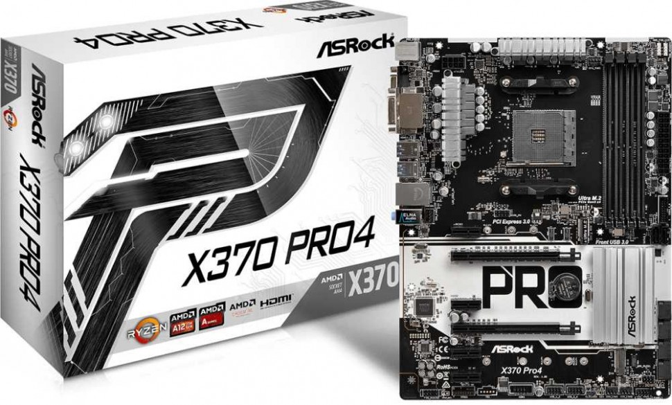 Материнская плата Asrock X370 PRO4 Soc-AM4 AMD X370 4xDDR4 ATX AC`97 8ch(7.1) GbLAN RAID+VGA+DVI+HDMI