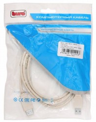 Кабель Buro USB2.0-AM-AF-1.8M-MG USB A(m) USB A(f) 1.8м феррит.кольца серый