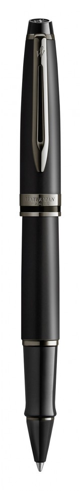 Ручка роллер Waterman Expert DeLuxe (2119190) Metallic Black RT F черные чернила подар.кор.