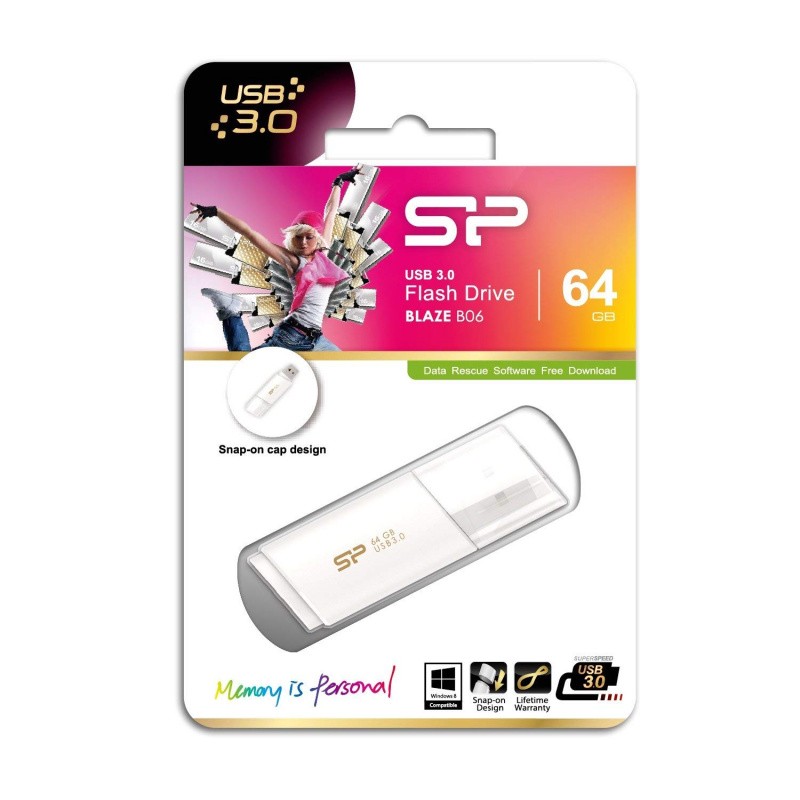 Флеш Диск Silicon Power 64Gb Blaze B06 SP064GBUF3B06V1W USB3.0 белый