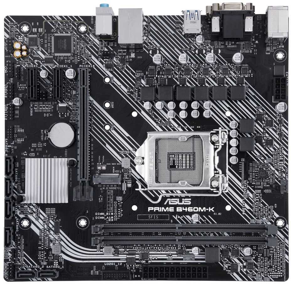 Материнская плата Asus PRIME B460M-K Soc-1200 Intel B460 2xDDR4 mATX AC`97 8ch(7.1) GbLAN RAID+VGA+DVI
