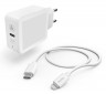 Сетевое зар./устр. Hama H-188330 3A PD для Apple кабель Apple Lightning/Type-C белый (00188330)
