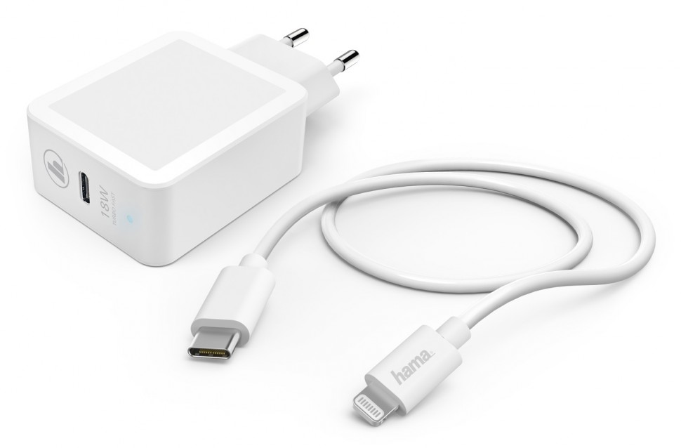 Сетевое зар./устр. Hama H-188330 3A PD для Apple кабель Apple Lightning/Type-C белый (00188330)