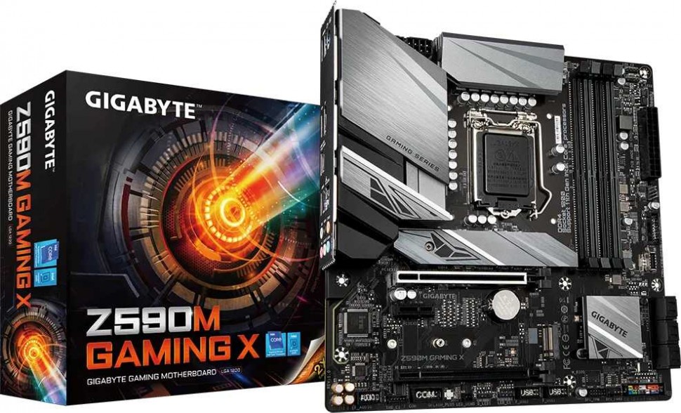 Материнская плата Gigabyte Z590M GAMING X Soc-1200 Intel Z590 4xDDR4 mATX AC`97 8ch(7.1) 2.5Gg RAID+HDMI+DP