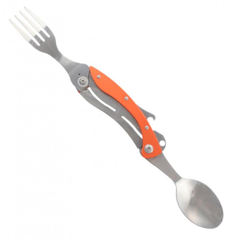 Многофункциональный столовый прибор AceCamp Folding cutlery (1574) оранжевый нержавеющая сталь д.105мм ш.42мм в.15мм