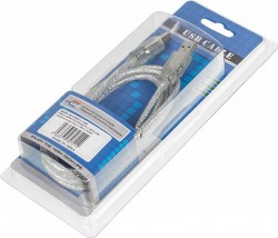 Кабель Ningbo USB A(m) USB B(m) 1.8м прозрачный блистер