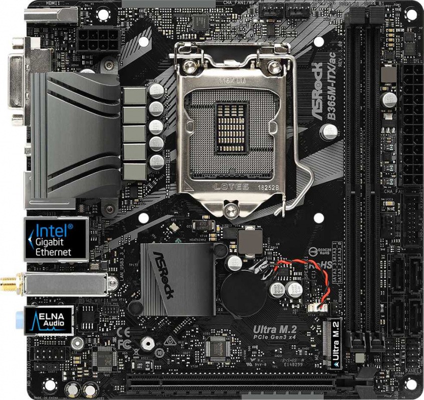 Материнская плата Asrock B365M-ITX/AC Soc-1151v2 Intel B365 2xDDR4 mini-ITX AC`97 8ch(7.1) GbLAN+DVI+HDMI+DP