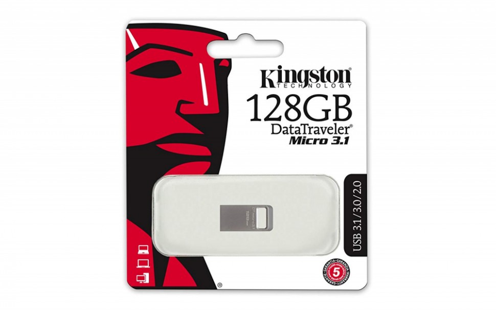 Флеш Диск Kingston 128Gb DataTraveler Micro 3.1 DTMC3/128GB USB3.1 серебристый