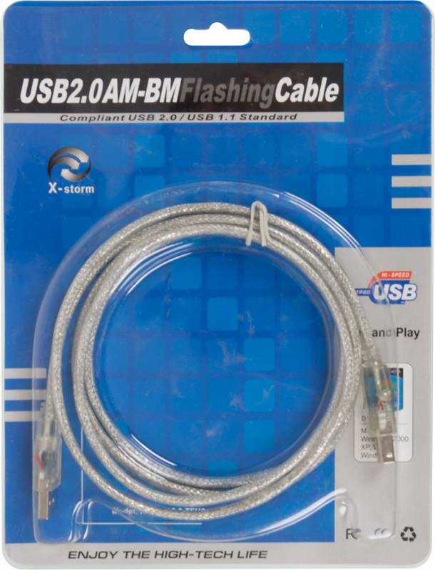 Кабель Ningbo USB A(m) USB B(m) 1.8м прозрачный блистер