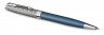 Ручка шариковая Parker Sonnet Premium K537 (2119649) Metal Blue CT M черные чернила подар.кор.