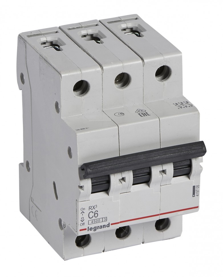 Выключатель автоматический Legrand RX3 419705 6A тип C 4.5kA 3П 400В 3мод