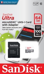 Флеш карта microSDXC 64Gb Class10 Sandisk SDSQUNR-064G-GN3MA Ultra Light + adapter