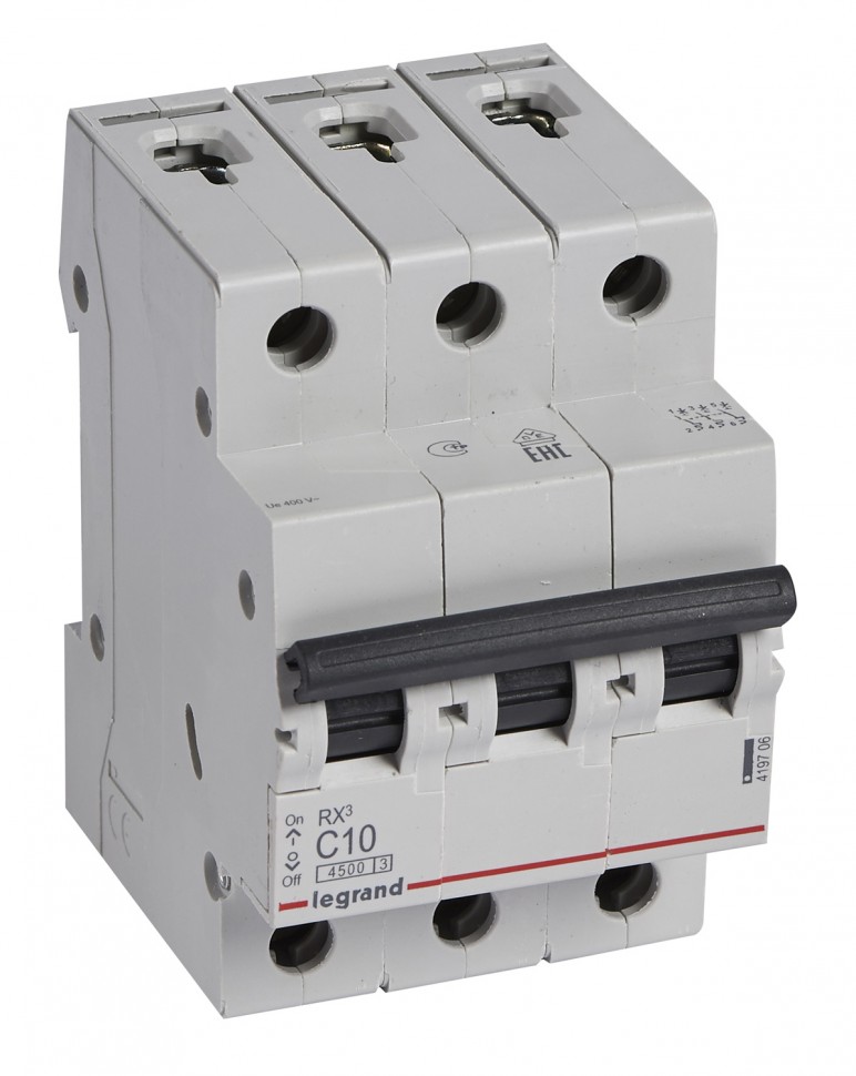 Выключатель автоматический Legrand RX3 419706 10A тип C 4.5kA 3П 400В 3мод