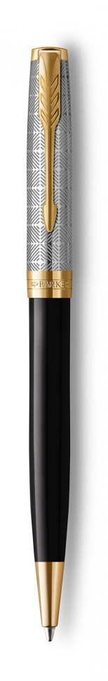 Ручка шариковая Parker Sonnet Premium K537 (2119787) Metal Black GT M черные чернила подар.кор.
