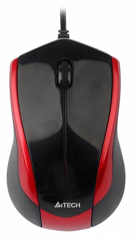 Мышь A4Tech V-Track Padless N-400 черный/красный оптическая (1000dpi) USB (3but)