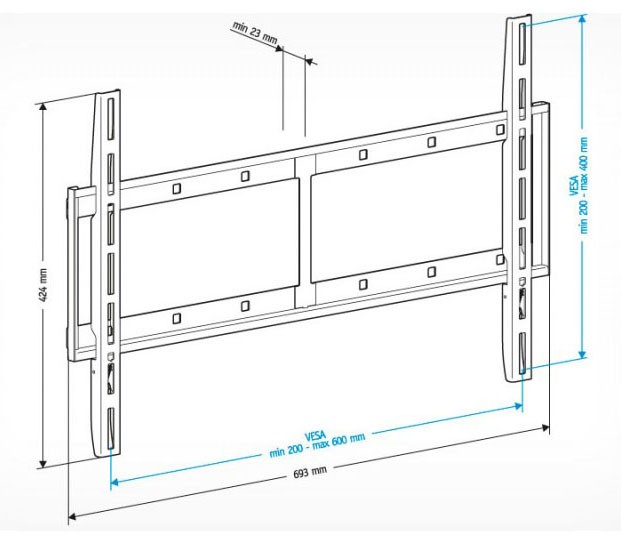Кронштейн для телевизора Holder LCD-F6607 черный 42"-65" макс.60кг настенный фиксированный