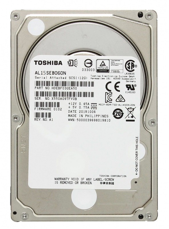 Жесткий диск Toshiba SAS 3.0 600Gb AL15SEB060N (10500rpm) 128Mb 2.5"