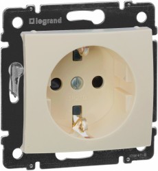 Розетка силовая Legrand Valena (774321) скрыт. зазем. штор. слоновая кость