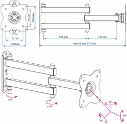 Кронштейн для телевизора Kromax DIX-15 черный 15"-28" макс.30кг настенный поворот и наклон