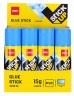 Клей-карандаш Deli EA20630 15гр корп.желтый/синий ПВП дисплей картонный цветной (исчезающий цвет) Stick UP