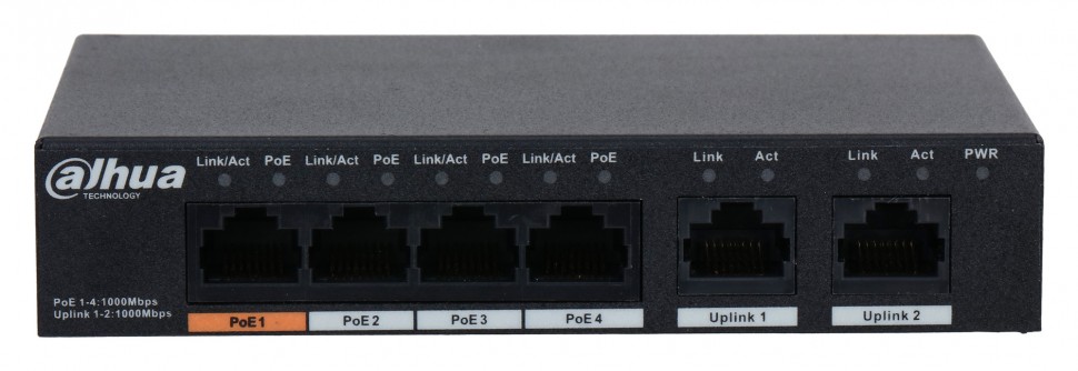 Коммутатор Dahua DH-PFS3006-4GT-60 4x100Mb неуправляемый