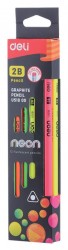 Карандаш чернографит. Deli Neon EU51800 2B тополь ластик рисунок коробка картонная (12шт)