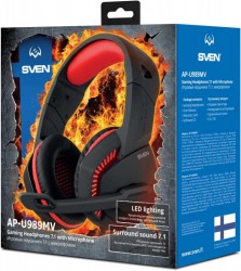 Наушники с микрофоном Sven AP-U989MV черный/красный 2.2м накладные оголовье