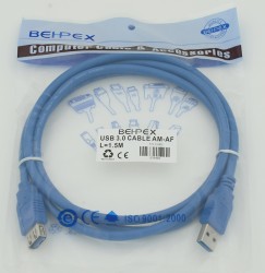 Кабель USB A(m) USB A(f) 1.5м синий