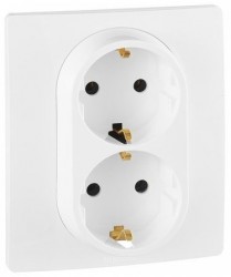 Розетка силовая (2 розетки) Legrand Etika (672223) скрыт. зазем. IP21 белый