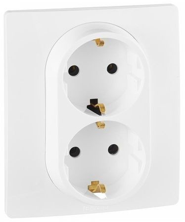 Розетка силовая (2 розетки) Legrand Etika (672223) скрыт. зазем. IP21 белый