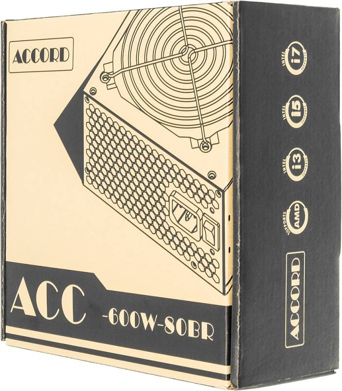 Блок питания Accord ATX 600W ACC-600W-80BR 80+ bronze (24+4+4pin) 120mm fan 6xSATA RTL