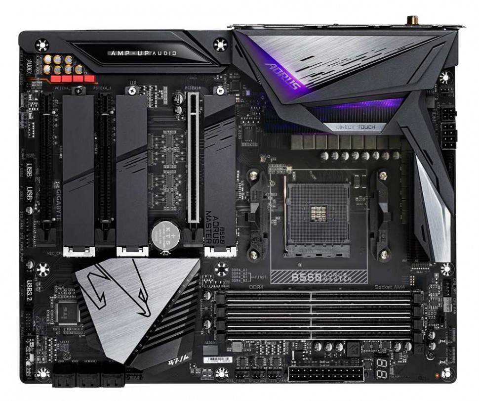 Материнская плата Gigabyte B550 AORUS MASTER Soc-AM4 AMD B550 4xDDR4 ATX AC`97 8ch(7.1) 2.5Gg RAID+HDMI