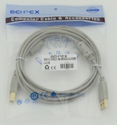 Кабель USB A(m) USB B(m) 3м феррит.кольца серый