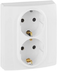 Розетка силовая (2 розетки) Legrand Etika (672233) скрыт. зазем. штор. IP21 белый