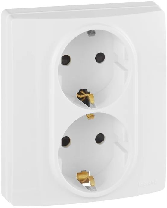 Розетка силовая (2 розетки) Legrand Etika (672233) скрыт. зазем. штор. IP21 белый