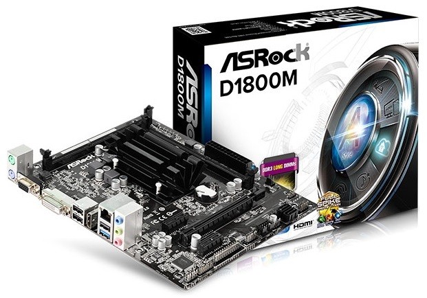 Материнская плата Asrock D1800M mATX AC`97 6ch(5.1) GbLAN+VGA+DVI+HDMI