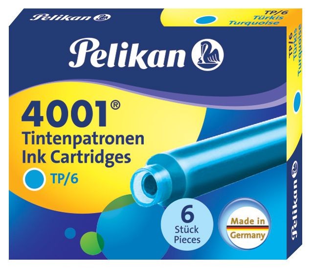 Картридж Pelikan INK 4001 TP/6 (PL301705) бирюзовые чернила для ручек перьевых (6шт)