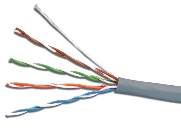 Кабель сетевой UTP 4 пары cat5E solid 0.50мм CCA 100м серый