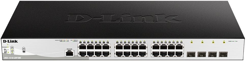Коммутатор D-Link DGS-1210-28P/ME/B1A 24G 4SFP 24PoE 193W управляемый