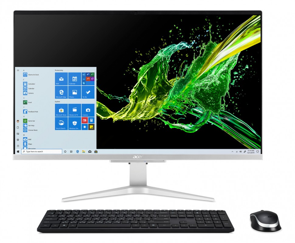 Моноблок Acer Aspire C27-962 27" Full HD i3 1005 G1 (1.2)/4Gb/SSD256Gb/MX130 2Gb/Windows 10 Home/GbitEth/WiFi/BT/135W/клавиатура/мышь/серебристый 1920x1080