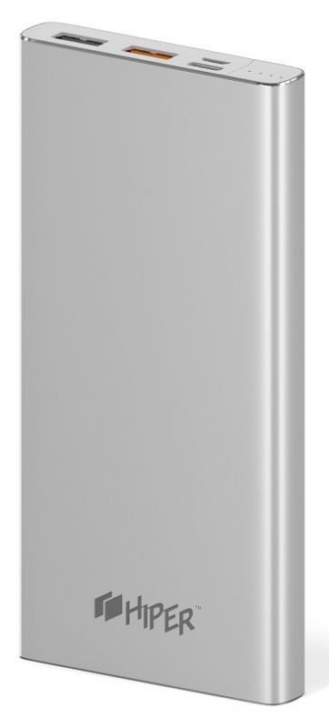 Мобильный аккумулятор Hiper MPX10000 Li-Pol 10000mAh 3A+3A+2.4A серебристый 2xUSB