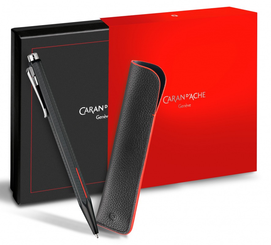 Ручка шариковая Carandache Ecridor Racing (8902.009) черный в компл.:футляр кожаный для 1 ручки подар.кор.